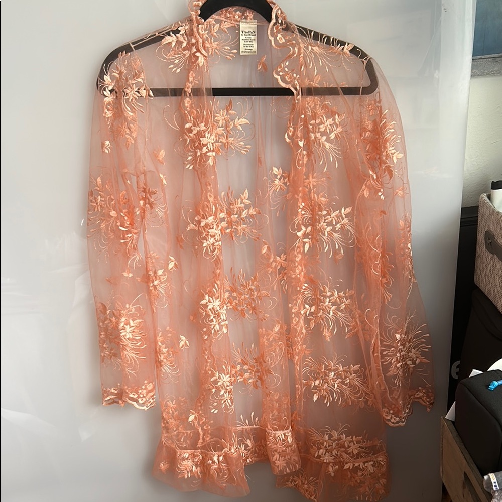 Taopan Ana Brandt Sheer Floral Embroidered robe